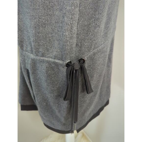 WHBM mixed media long tie waist neutral sweater zip up jacket - Picture 4 of 10